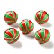 Printed Wood European Beads, Round with Spiral Laid, Colorful, 19.5~20x18mm, Hole: 5mm