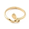 304 Stainless Steel Snake Open Cuff Rings, Real 14K Gold Plated, Inner Diameter: 17mm