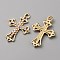 Zinc Alloy Pendant, with Rhinestone, Cross, Golden, 26x18x2mm, Hole: 2mm