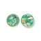 Transparent Resin Cabochons, with Sequin, Half Round, Dark Sea Green, 12x5mm