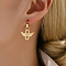 Fashionable 201 Stainless Steel Wing Hoop Earrings, Real 18K Gold Plated, 28x18mm