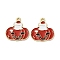 Halloween Alloy Enamel Pendants, Golden, Pumpkin, 21.5x20x1.5mm, Hole: 1.6mm