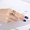 Roman Numerals 304 Stainless Steel & Crystal Rhinestone Finger Rings, Rose Gold, US Size 7(17.3mm)