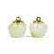 Handmade Lampwork Pendants, with Brass and Enamel Finding, Apple, Light Green, 15.5x13~14mm, Hole: 1.4mm