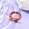 Natural Carnelian Finger Rings, Bowknot, with Brass Beads, 16x8mm, Inner Diameter: 19mm