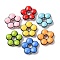 Handmade Glass Enamel Beads, Flower, Dyed & Heated, Mixed Color, 24x24.5x7~8mm, Hole: 5.8mm