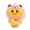 Cartoon Duckling Plastic Pendants, with Platinum Iron Loop, Pearl Pink, 43.5x32x21mm, Hole: 3mm