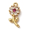 Brass Micro Pave Cubic Zirconia Pendants, Rack Plating, Flower, Long-Lasting Plated, Cadmium Free & Lead Free, Real 18K Gold Plated, 15x7x3mm, Hole: 1.2mm