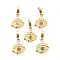 304 Stainless Steel Rhinestone Pendant Decoration, Evil Eye, with Lobster Claw Clasps and Rhinestone, Ion Plating(IP), Real 14K Gold Plated, Mixed Color, 25mm