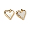 304 Stainless Steel Rhinestone Shell Pendants, Heart, Real 18K Gold Plated, 9x9x2mm, Hole: 1.2mm