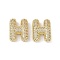 Brass Micro Pave Clear Cubic Zirconia Pendants, Letter H, 24x23x7mm, hole: 3x2.5mm