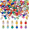 120Pcs 12 Colors ABS Plastic Imitation Pearl Charms, Round, with Alloy Rhinestone Fingdings, Mixed Color, 13x8mm, Hole: 2.5mm, 10pcs/color 