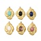 Natural Mixed Gemstone Pendants, with 304 Stainless Steel Findings, Ion Plating(IP), Flower Charms, Real 18K Gold Plated, 23x16x5.5mm, Hole: 1.5mm