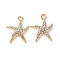 Alloy Crystal Rhinestone Pendants, Rack Plating, Cadmium Free & Nickel Free & Lead Free, Starfish, Golden, 18.5x15x3.5mm, Hole: 1.8mm