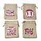 12Pcs 4 Styles Valentine's Day Printed Rectangle Burlap Cloth Packing Pouches, Drawstring Bags, Letter, 13.8x11x0.4cm, 3pcs/style
