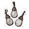 Natural Quartz Crystal Pendants, Brass Teardrop Rock Crystal Charms, Red Copper, Lead Free & Cadmium Free, 31x15x8mm, Hole: 5x7.5mm