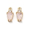 Brass Micro Pave Cubic Zirconia Pendants, with Glass, Teardrop Charms, Misty Rose, 13.5x6x3.5mm, Hole: 1.4mm