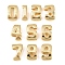 Number Brass Beads, Long-Lasting Plated, Rack Plating, Lead Free & Cadmium Free, Real 18K Gold Plated, 13.5~14x5~9x4.5~5mm, Hole: 11x3mm