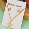 Stainless Steel Pendant Necklaces & Stud Earrings Sets, Golden, Star, 400mm