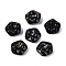 Spray Painted Glass Beads, with Gold Foil, Flower, Black, 6x3mm, Hole: 0.9mm