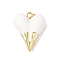 Rack Plating Brass Pendants, with Enamel, Long-Lasting, Lead Free & Cadmium Free, Real 18K Gold Plated, Heart Charm, White, 24.5x19.5x8.5mm, Hole: 3mm