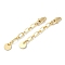 Brass Ends with Chains, Flat Round, Real 18K Gold Plated, 59mm, Hole: 2.5mm