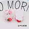 Translucent Resin Cabochons, Rabbit with Strawberry, White, 24x16mm