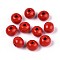 Spray Painted Round Natural Schima Wood Beads, Red, 8~8.5x6.8mm, Hole: 1.8~2mm