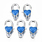 Alloy Enamel Lobster Claw Clasps, Cadmium Free & Lead Free, Platinum, Heart, Royal Blue, 27x14x7mm, Hole: 4mm