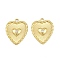 304 Stainless Steel Rhinestone Pendants, Heart, Ion Plating(IP), Manual Polishing, Real 18K Gold Plated, 23.5x19.5x3mm, Hole: 1.8mm