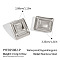 925 Stainless Steel Rectangle Stud Earrings, Silver, 33.3x28.8mm