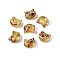 Picasso Transparent Glass Beads, Cat, Light Khaki, 8~8.5x9.5~10x5.5~6mm, Hole: 1mm, About 750pcs/pound
