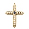 Brass Micro Pave Cubic Zirconia Pendants, Corss Charms, with ABS Plastic Beads, Lead Free & Cadmium Free, Long-Lasting Plated, Real 18K Gold Plated, 35x24.5x2.5mm, Hole: 1.6mm
