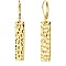 Hammered Rectangle Brass Leverback Earrings, Golden, 32x7mm