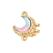 304 Stainless Steel & Resin Melting Moon Connector Charms, Ion Plating(IP), Two Tone, Pink and Light Blue, Real 18K Gold Plated, 21.5x18.5x4mm, Hole: 1.6mm