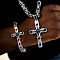 Gothic Style Cross 304 Stainless Steel Pendant Necklaces & Link Bracelets Sets, Stainless Steel Color, 550mm & 220mm