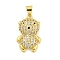 Brass Micro Pave Cubic Zirconia Pendants, Cadmium Free & Nickel Free & Lead Free, Real 18K Gold Plated, Bear, Clear, 21x13x6mm, Hole: 3x5mm