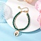 Natural Malaysia Jade Multi-strand Bracelets, Flower, with Ion Plating(IP) 304 Stainless Steel Textured Dapped Chains and Alloy Enamel Pendants, Green, 7-3/4 inch(19.6cm)
