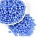 Opaque Colours Glass Seed Beads, Glazing Style, Lantern, Cornflower Blue, 6~6.5x5~5.5mm, Hole: 1.4~1.6mm, about 1730pcs/pound