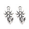 Tibetan Style Alloy Pendants, Flower Charms, Antique Silver, 19x9.5x2mm, Hole: 1.8mm, about 1818pcs/1000g