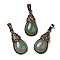 Natural Green Aventurine Pendants, Brass Teardrop Charms, Red Copper, Lead Free & Cadmium Free, 31x15x8mm, Hole: 5x7.5mm