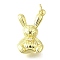 Brass Micro Pave Cubic Zirconia Pendants, Rabbit Charms, Long-Lasting Plated, with Jump Ring, Lead Free & Cadmium Free, Rack Plating, Real 18K Gold Plated, 21x12x6mm