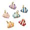 Brass Enamel Pendants, Fish, Long-Lasting Plated, Rack Plating, Lead Free & Cadmium Free, with Jump Ring, Golden, Mixed Color, 13.5x16x4.5mm, 6pcs/set
