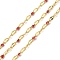 Ion Plating(IP) 304 Stainless Steel Dapped Chains, Enamel Style, Real 18K Gold Plated, Soldered, with Spool, Polished, Red, 4x2x0.3mm, about 32.81 Feet(10m)/Roll