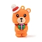PVC Plastic Pendants, For Christmas, Orange, Bear, 44x26.5x18.5mm, Hole: 2.5mm