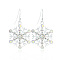 Snowflake Alloy Dangle Earrings, with Rhinestone, Platinum, 41x22.2mm