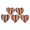 Stripe Resin & Walnut Wood Pendants, Heart, Dark Orange, 37.5x39x3.5mm, Hole: 2mm