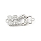 Brass Micro Pave Clear Cubic Zirconia Interlocking Clasps, Flower, Platinum, 25mm