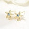 Starfish Brass Micro Pave Cubic Zirconia Stud Earrings, Cadmium Free & Lead Free, Rack Plating, Long-Lasting Plated, Real 18K Gold Plated, 10.5x11mm