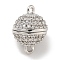Brass Micro Pave Clear Cubic Zirconia Magnetic Clasps, Round, Platinum, 14x10x10mm, Hole: 1.2mm
